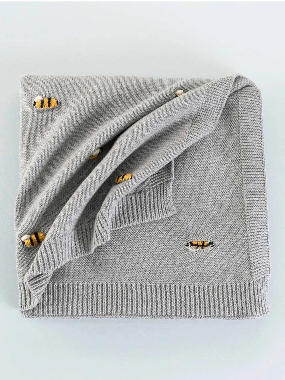 Gray Kids Bee Knit Blanket - Unbranded